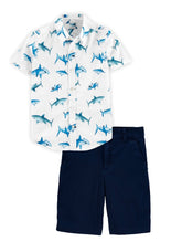 Blue shark button up